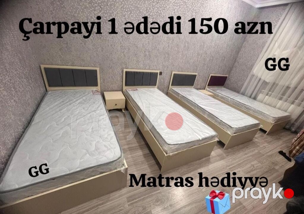 Tək nəfərlik çarpayılar – bir ədəd 150 AZN. Xüsusiyyətlər: - Müasir — Yataqlar, Bakı (6)