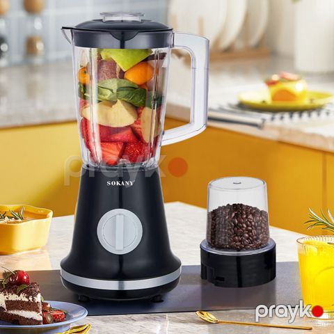 Elektrikli Çoxfunksiyalı Məişət Blenderi 500W Sokany Elektrikli Plastik Qida Mikseri Əlavə Kofe Üyüdücü Başlıq 1.5L — Bakı