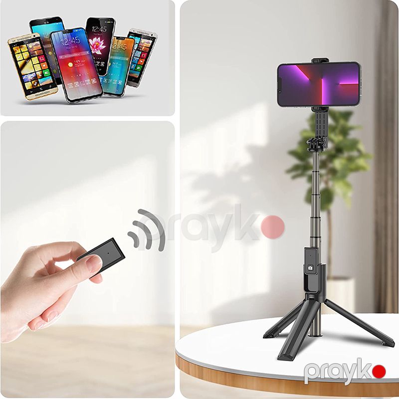 Nımaso NST21J368 Selfie Çubuğu Uzaqdan İdarəetmə ilə Uzaqdan Çəkiliş Selfie Çubuğu 6 Tənzimlənən Səviyyə Smartfon Tutacağı 360 — İdman, hobi, istirahət, Bakı (4)