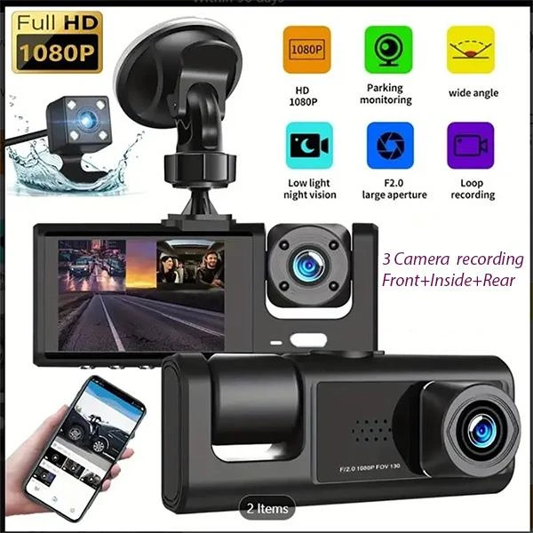 3 Kameralı Full HD avtomobil videoregistratoru — Mallar, Bakı (3)