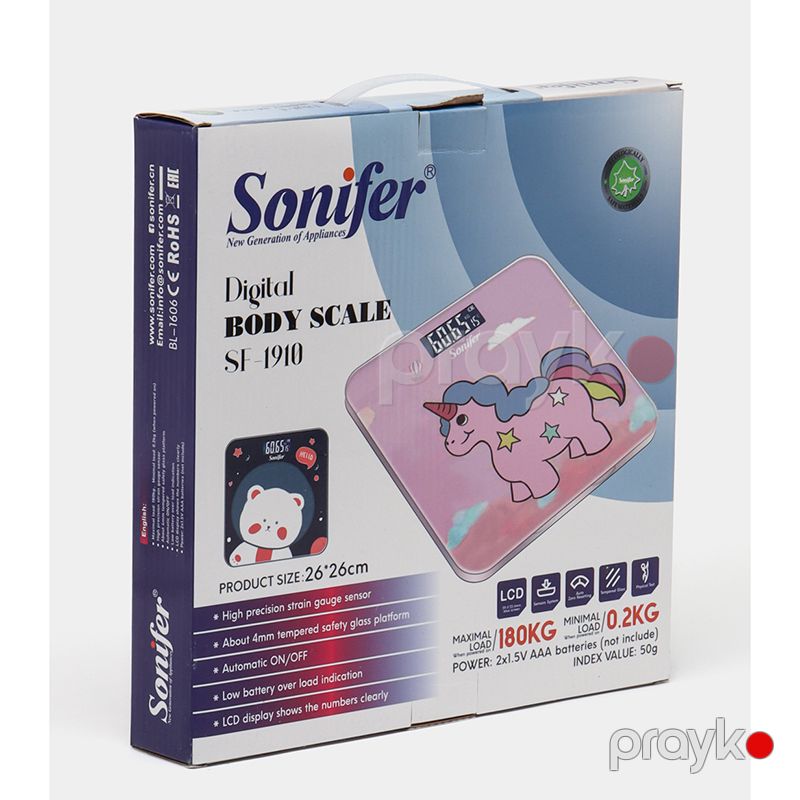 Sonifer SF-1910 LED Ekrana Sahib 180 kq-a Qədər Çəki Üçün Elektron Döşəmə Tərəzisi Ev Üçün Rəqəmsal Şüşə Məişət Tərəzisi — Tərəzi, Bakı (7)