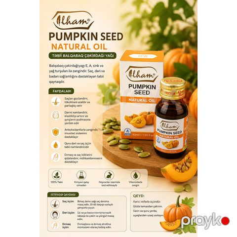 Alham Pumpkin Seed Natural Oil – Təbii Balqabaq Çəyirdəyi Yağı 30 ml — Bakı