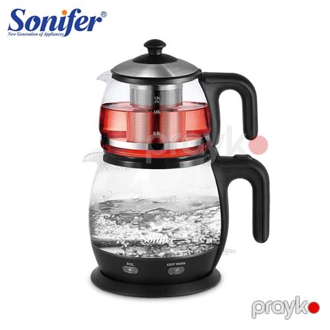 Sonifer SF-2089 Elektrikli Çaydan Çaynik Dəsti 2200W Gücündə Çaydan Tutumu 1,8L Çaynik Tutumu 1,2 L — Bakı
