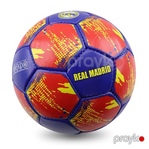 Yeni Başlayanlar Üçün Real Madrid Futbol Topu Göy Qırmızı Dizaynı İlə 5 Nömrəli Kamanda Futbol Topu — Bakı