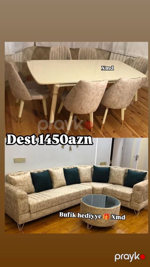 Mebel dəsti – 1450 AZN - Qonaq otağı üçün tam dəst: iri L formalı — Sumqayıt