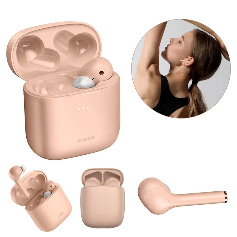 Baseus Encok True Wireless Earphones W06 Simsiz Qulaqlıq Pink NGW06-04 Bluetooth Qulaqlıq Çəhrayı — Telefonlar və qadjetlər, Bakı (2)