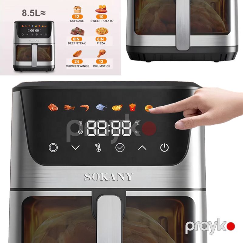 Sokany Görünən Hava Fritöz 2000v Elektrikli Fritöz Yağsız Ağıllı Hava Fritöz Qril 8.5 litrlik Air frey SK-10107 — Digər mətbəx texnikası, Bakı (5)