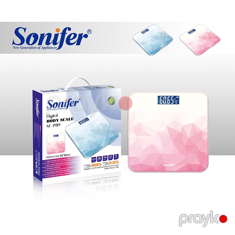 Sonifer SF-1909 Çəhrayı Döşəmə Tərəzi Sonifer SF-1909 Klassik Dizaynda Rəqəmsal Elektron Ağıllı Çəki Tərəzisi — Tərəzi, Bakı (3)