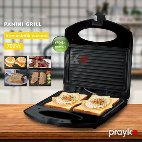 Mini Çörək Tosteri 750Vt Evdə Yapışmayan İkitərəfli Qızdırılabilən Toster — Bakı
