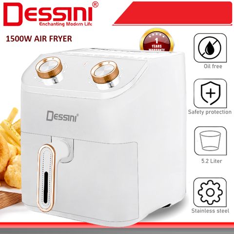 Dessını 5.2L DSN-DS805 Air Fryer Yağsız Elektrikli Hava Fritözü 5.2l Tutumlu Ağ Qızılı rengli Fritöz — Mətbəx texnikası