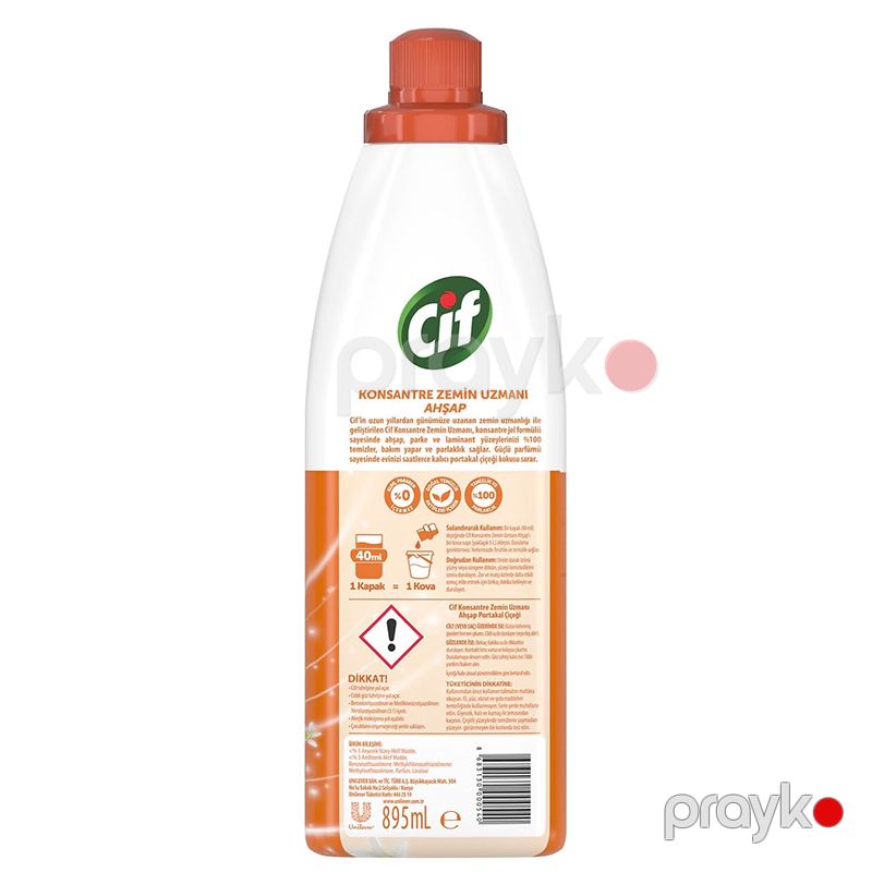 Cif Konsantre Zemin Uzmanı Ahşap ve Laminant Parke için Yüzey Temizleyici Portakal Çiçeği 895ml Taxta Döşəmə Təmizləyici — Mallar, Bakı (6)