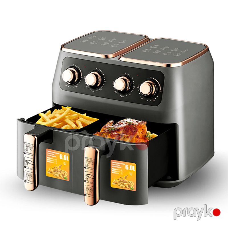 8-i 1 Arada RAF 12 Letrlik Professional Hava Fritözü 2800W Gücündə İki Tavalı Peşəkar Yapışmaz Air Fryer 6L+6L Qızardılmış Toyuq Çipsləri Bişirən — Digər mətbəx texnikası, Bakı (2)