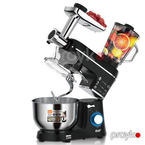 5-i Bir Arada Üstün Keyfiyyətli Mətbəx Kombaynı RAF R.6676 Çoxfunksiyalı Standlı Mikser 1400V Ətçəkən Blender 10l — Bakı