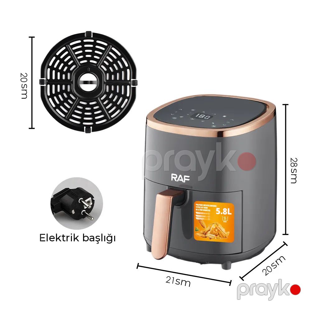 Böyük Tutumlu RAF Hava Fritözü 5.8L Funksional Yapışmaz Səth 1200W Gücündə — Digər mətbəx texnikası, Bakı (4)