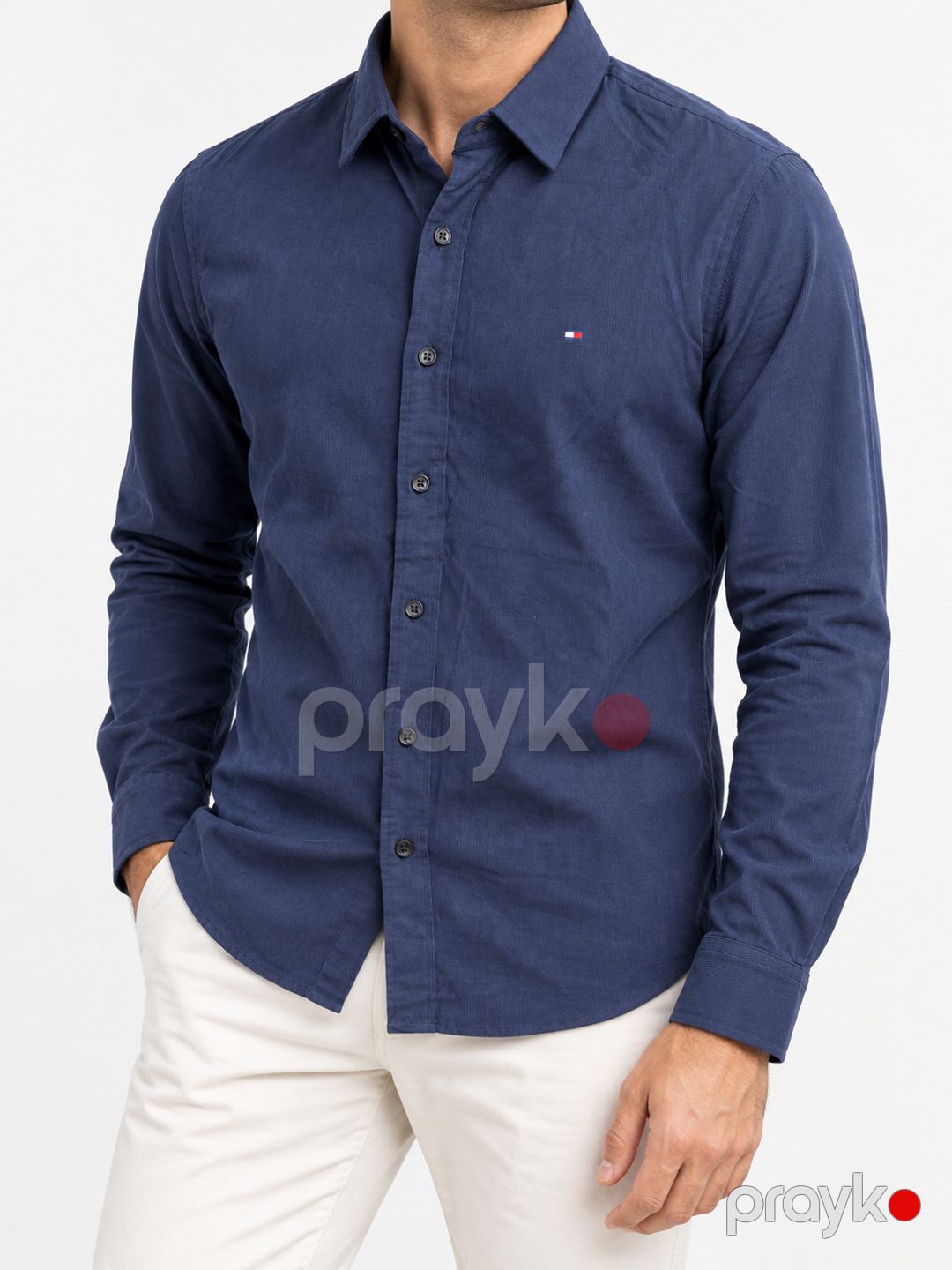 Kişilər üçün uzunqol köynək 78012444, göy, velvet, ölçü L — Mallar, Bakı (2)