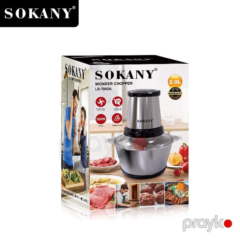 Sokany SK-7002A Elektrik doğrayıcı 700 Vt 4 Yüksək Keyfiyyətli Paslanmayan Polad bıçaqlı Doğrayıcı 2L — Blenderlər, xırdalayanlar və mikserlər, Bakı (6)