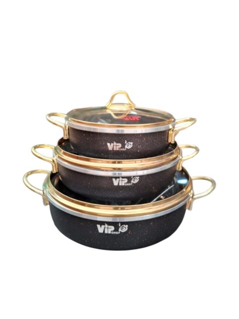 Tava dəsti VIP Chef, qara, qranit, 20/24/28 sm — Bakı