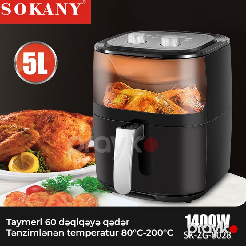 Elektrikli Fritöz Qızardıcı Sokany 5L Tutumlu Sokany SK-8028 1400W Air Fryer — Digər mətbəx texnikası, Bakı (2)