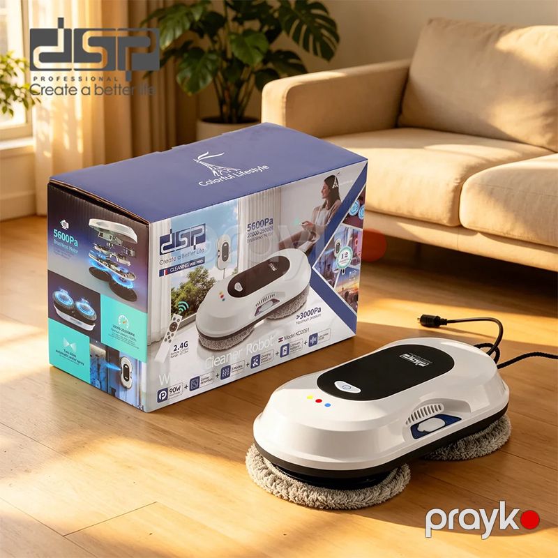 DSP KD2091 Ağıllı Pəncərə Təmizləyici Robot Avtomatik Su Spreyi və Uzaqdan İdarəetmə ilə 5600Pa Şüşə silən Pəncərə Təmizləyici — Mallar, Bakı (6)