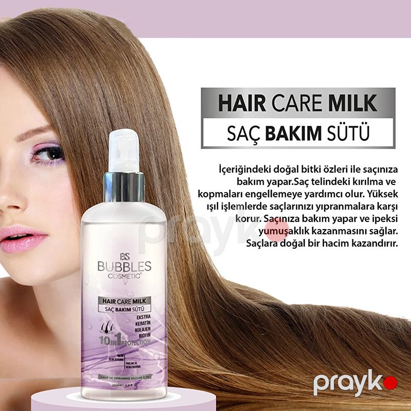 Bs Bubbles Cosmetic Keratin Kolajen Terkibli Saç Bakım Südü Biotin Formul Saçınıza Lazım Olan Baxımı Təmin Edir 200ml — Saç qayığı, Bakı (5)