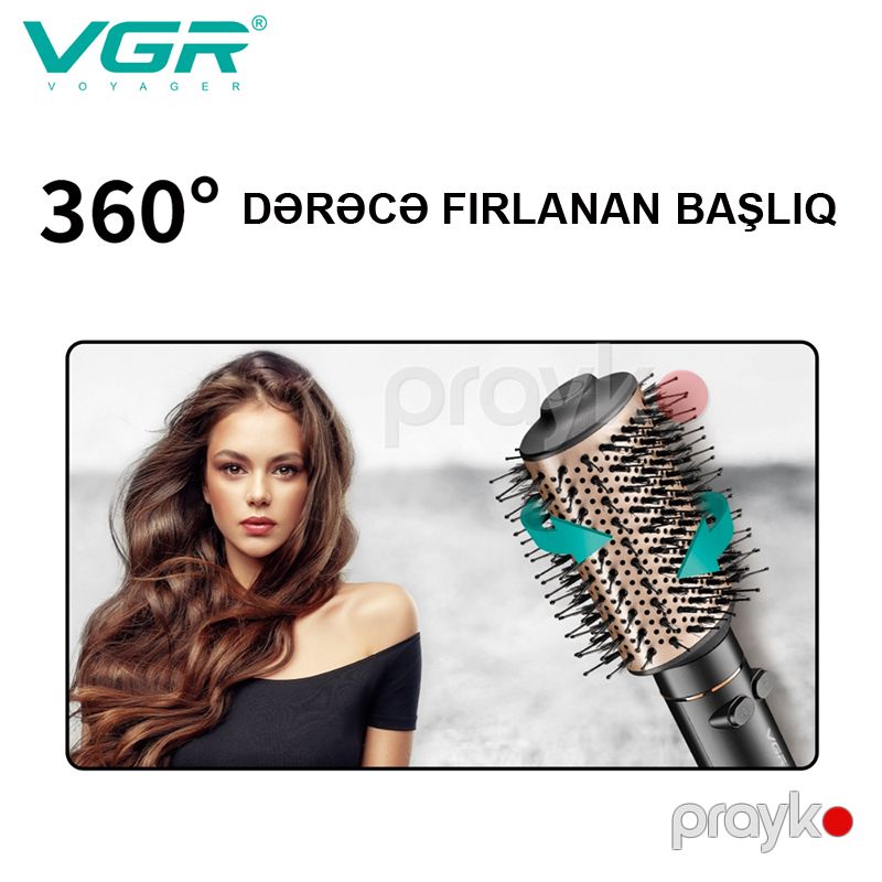 VGR V-494 Saç qurutma Feni və Həcmləndirici Fırça Bütün Saç Tipləri üçün Uyğun Düzləşdirən Daraqlı Fen 800W — Fən, Bakı (5)