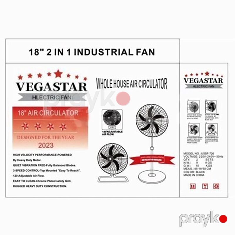 Ev Üçün Funksional Vegastar Elektrikli Fan 3 Sürətli Dəmir Pərli Ventilyator 46sm P3 Sərinkeş — Ventilyatorlar, Bakı (6)