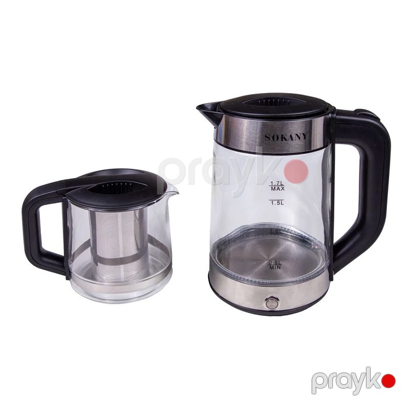 Çay Dəmləyən Sokany SK-SH-1093 TT Çaydan Dəsti Böyük Tutumlu Elektrikli Şüşə Çaydan Dəsti Dəmləyii Şüşə Çaydan — Elektrik çaydanları və termoslar, Bakı (3)