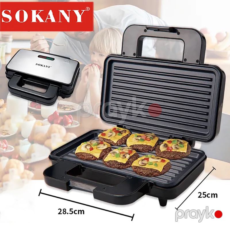 Elektrik Sokany Vafli Hazırlayan Maşın SK-BBQ-227 Elektrikli Yapışmayan Led İşıqlı Qril Toster Sendviç Maşını 1000W — Toster və vaflyasıcı, Bakı (8)