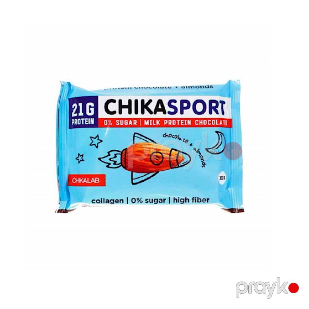 Proteinli şokolad Chikalab Chikasport südlü badam ilə 100 q, 4 əd — Mallar, Bakı (2)