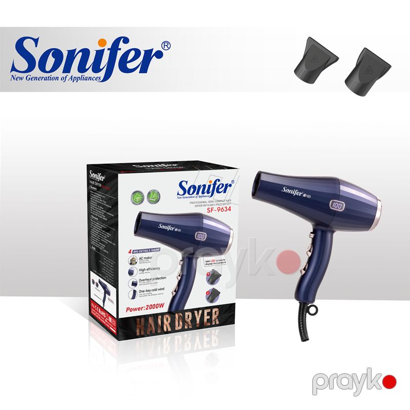 Sonifer SF-9634 - Hava Feni, Sürətli Elektrikli Güclü Saç Qurutma Maşını, 2000W Gücündə Yüksək Keyfiyyətli Hava Feni — Fən, Bakı (6)