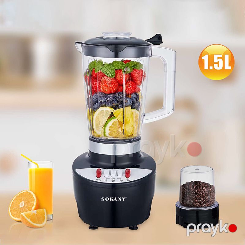 2-si 1 Arada Çoxfunksiyalı Sokany Blender 500W Termostat Nəzarəti Buz Qırma Özəlliyi İlə Polad Kokteyl Blenderi 1.5L — Blenderlər, xırdalayanlar və mikserlər, Bakı (4)