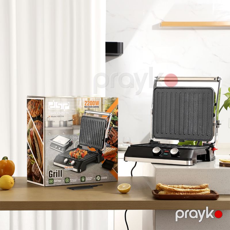 DSP KB 1114 - Toster Elektrik Qril Steyk Tərəvəz və Sendviçlər üçün 2200 Vt Gücündə Paslanmayan Polad — Toster və vaflyasıcı, Bakı (3)
