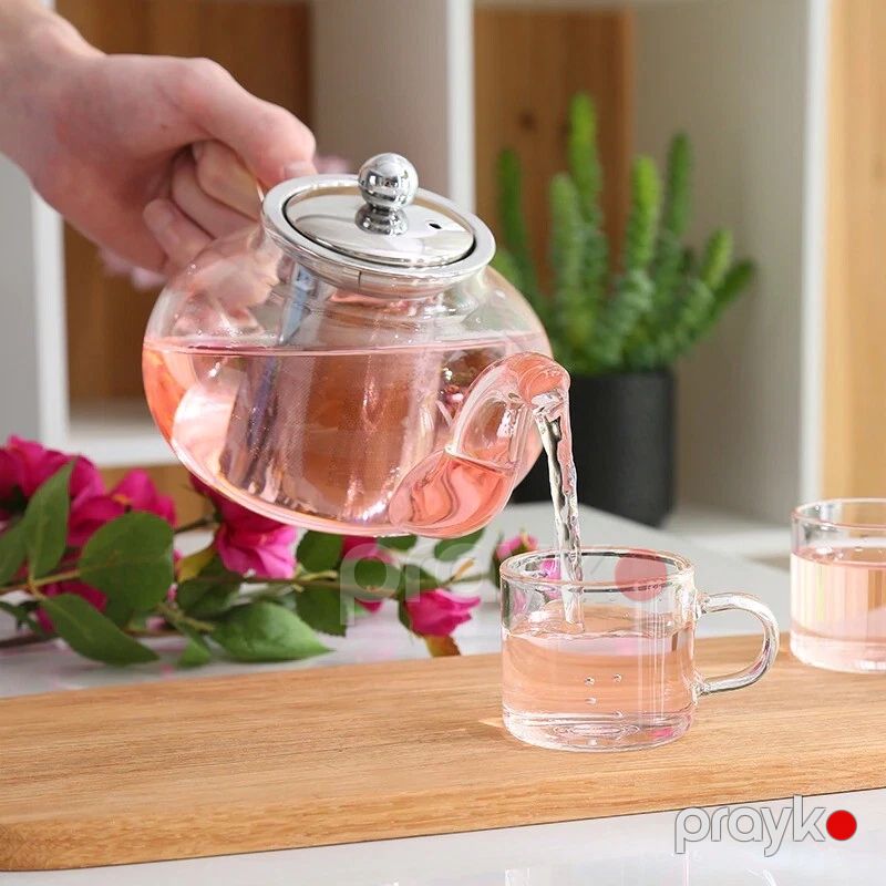 Paslanmayan Polad Süzgəcli Çaynik Şüşə Çaynik 1000 ml — Çaynikler və qəhvə qabları, Bakı (4)