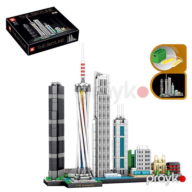 Goshfun Guangzhou Skyline Şəhər Küçə Görüntüsü Tikinti Blokları Set Lego Oyuncaq, Kiçik Hissəciklər, İnşaat Öyrədici Oyuncaqlar 957 Parça — Oyuncaqlar, Bakı (2)