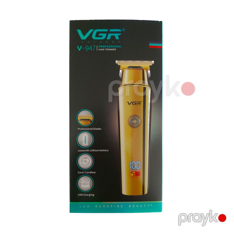 VGR V-947 Professional USB Şarj Edilən Elektrikli Saç Kəsici Simsiz Bərbər Saç Kəsmə Makası LED Ekranlı Kişilər üçün Trimmer — Usturalar, trimmerler və epilyatorlar, Bakı (7)
