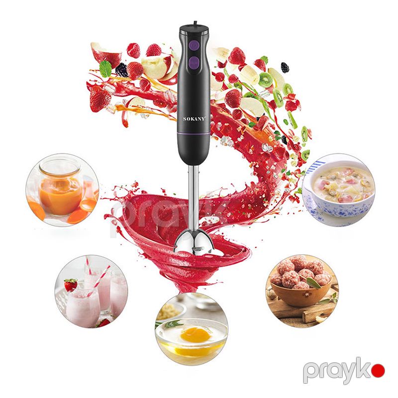 2 Sürət Ayarlı Sokany Elektrikli Əl Blenderi Dəsti 300W Gücündə DC motor Paslanmaz Polad Əl Blenderi 600Ml — Blenderlər, xırdalayanlar və mikserlər, Bakı (5)