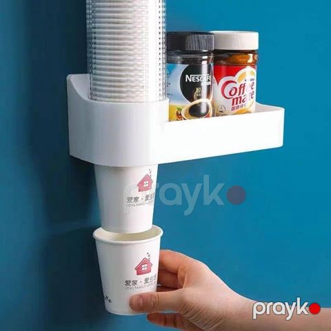 Divara Quraşdırılmış Kağız Fincan Saxlama Rəfı Yüksək Keyfiyyətli Davamlı Kağız Fincan Rəfi — Bakı
