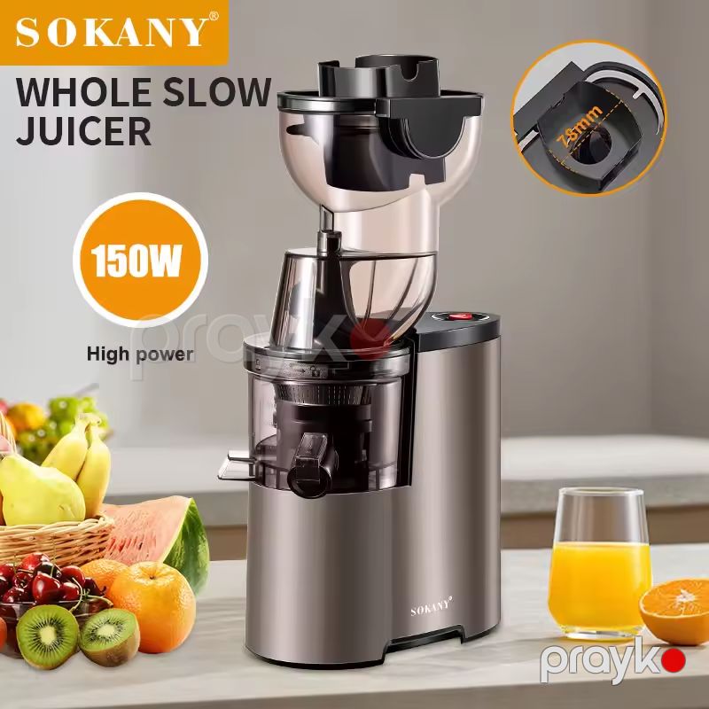 Sokany SK-27 - Şirəçəkən Elektrikli İki Ötürücülü Avtomatik Meyvə Şirəsi Sıxan Aşağı Səs-küylü 150W Güc — Digər mətbəx texnikası, Bakı (4)