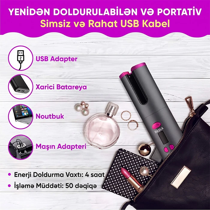 Simsiz Avtomatik Saç Buran və Stayler — Naqilsiz, Sürətli və Qüsursuz Qıvrımlar — Mallar, Bakı (5)
