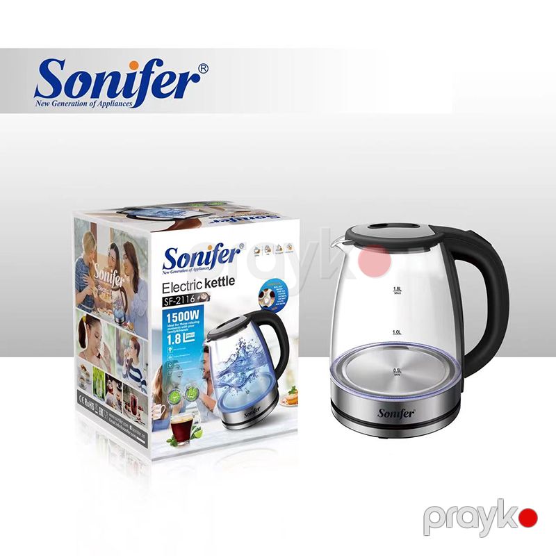 Sonifer SF-2116 Elektrikli Çaydan 1500w LED mavi işıqlı elektrikli 1.8 L şüşə elektrik çaydanı — Elektrik çaydanları və termoslar, Bakı (2)