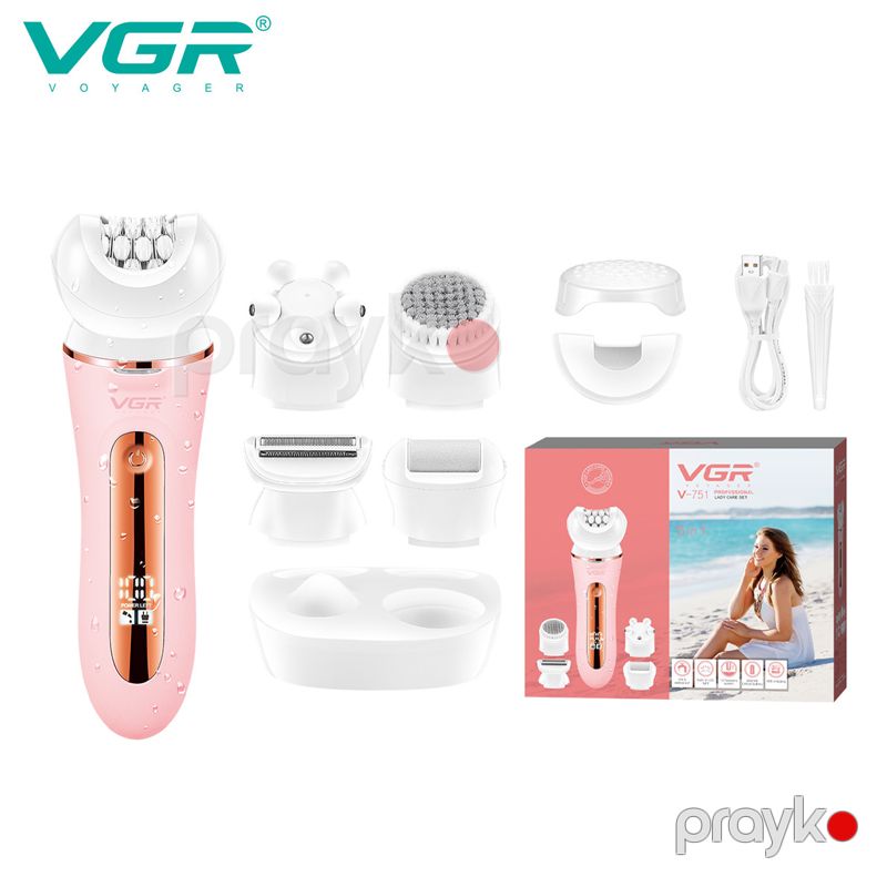 VGR V-751 - Epilyator, Quru və Nəm Epilyasiya, Dəyişdirilə Bilən 5 Başlıq, İki Sürət Rejimi — Usturalar, trimmerler və epilyatorlar, Bakı (6)