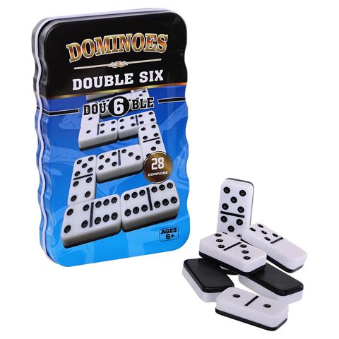 Dəmir Hədiyyə Qutusunda Domino Stolüstü Oyunu A-Sport 4010A 28 Parça Double Six 6 Ağ — Masalar və Kart Oyunları