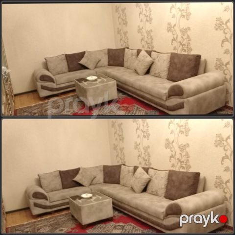 600 man(Corat). Künc divan+jurnal masa. Ölçü 350×250 sm. Divan — Bakı