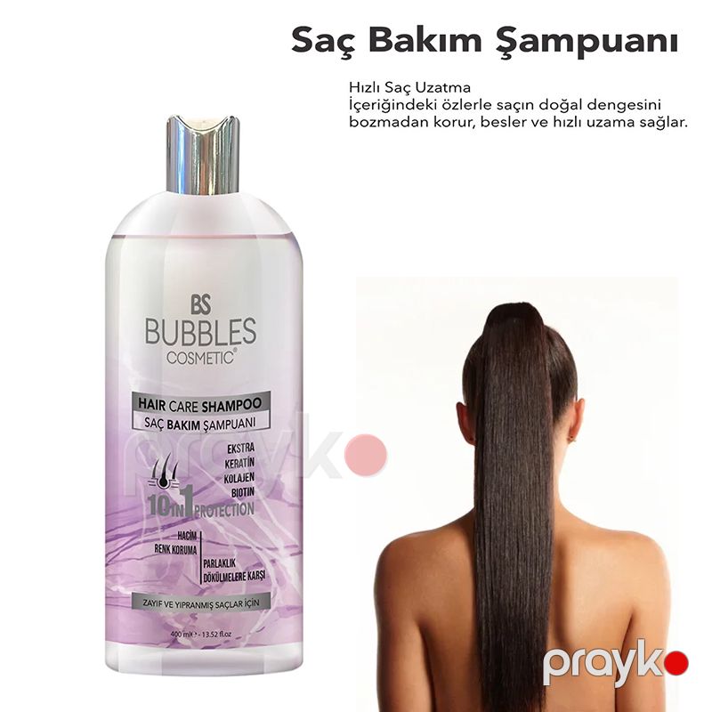 Bs Bubbles Cosmetic Duzsuz Güclü Keratin Biotin Terkibli Saç Qidalandırıcı 400mi Kollagenlə Zənginləşdirilmiş Saça Qulluq Şampunu — Gözəllik və səhiyyə, Bakı (5)