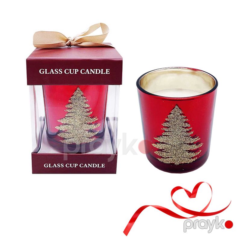 Yeni İl Şamı Glass Cup Candle Aromatik Mum Parıltılı Əl İşi Şam BB 257-2 Zərif Hədiyyəlik Yeni İl Şamı — Mallar, Bakı (4)