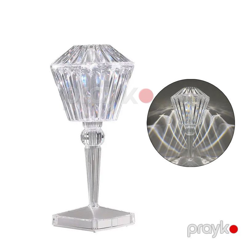 Kristal Stol Lampası 3 Yönlü Dəyilə Bilən İşıqlı Brilyant Seriyası Crystal Lampa Şəffaf LED Otaq Lampası — Mallar, Bakı (3)