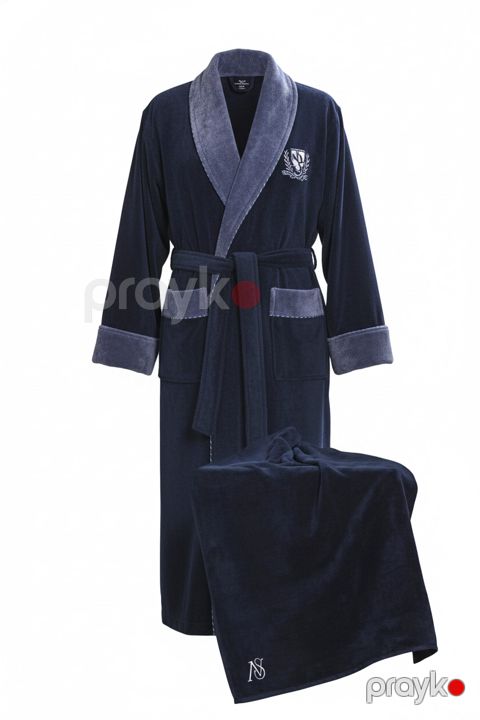 Kişilər üçün hamam xələti, hamam dəsmalı və tərlik dəsti HB1980, bambuk, göy, ölçü L/XL — Bakı