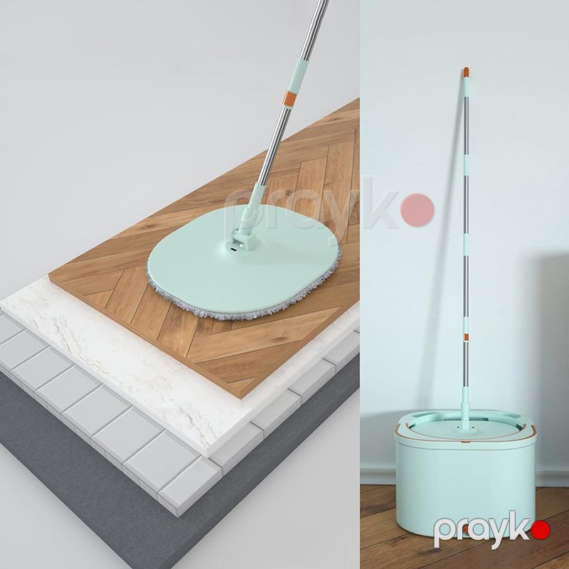 360 Fırlanan Mikro Fiber Yuvarlaq Başlıqlı Mop Seti 3 Ədəd Avtomatik Sıxmalı Döşəmə Təmizləyici — Mallar, Bakı (5)