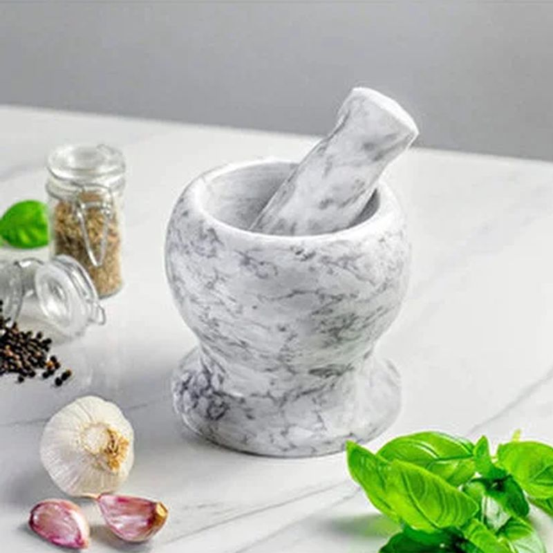 Mərmər Naxışılı Sarımsaq Əzən Ağ Naxışlı Sarımsaq Əzən — Qablar və mətbəx əşyaları, Bakı (2)