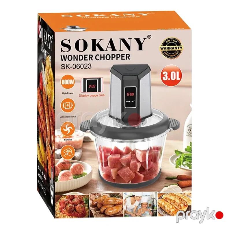 LED Ekranlı Doğrayıcı Sokany SK-06023 Qida Doğrayıcı 3l Hecimli Şüşə Mətbəx Doğrayıcısı 800v — Blenderlər, xırdalayanlar və mikserlər, Bakı (5)